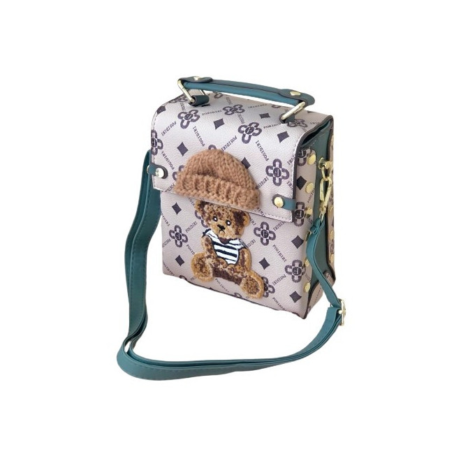 Torebka kuferek beżowa z misiem - TEDDY BAG