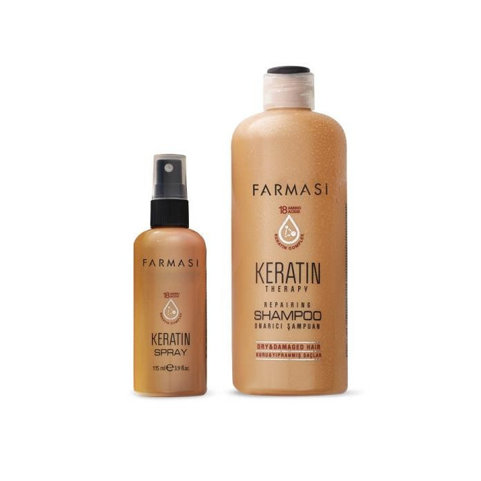 Keratin Therapy rewitalizujący spray do włosów + szampon keratynowy Keratin Therapy rewitalizujący spray do włosów + szampon keratynowy