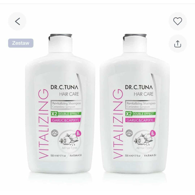 Dr. C. Tuna Garlic & Capixyl Szampon 2x500ml – Wzmacniający, Przeciw Wypadaniu Włosów